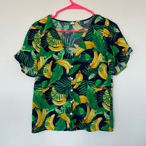 Old Navy Tropical Banana Resort Shirt | Size XS